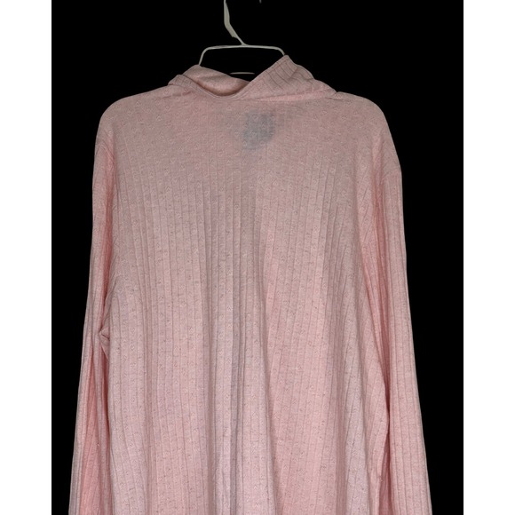 Muk Luks Women 1X Soft Peach Pointelle Knit Quarter Zip Pullover Shimmer Sweater - Picture 15 of 15